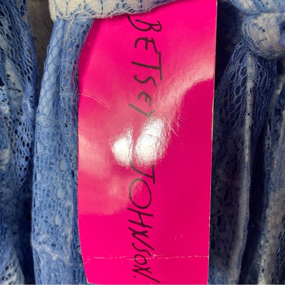 Betsey Johnson Bambi Blue Lace Patch Boho Kimono Dress Statement Sleeves 8 - Picture 14 of 15